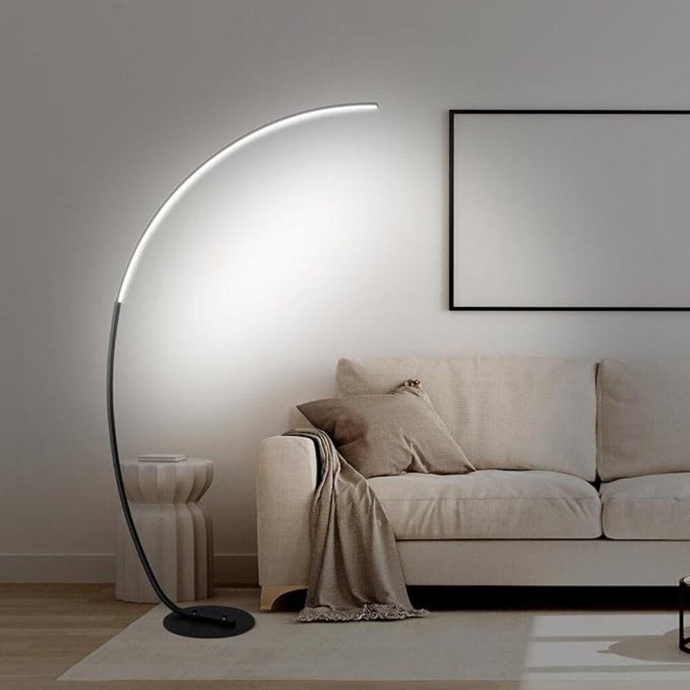 Modern Arc LED Floor Lamp 67" Tall Black & 3 Color Temperatures & All Metal Base